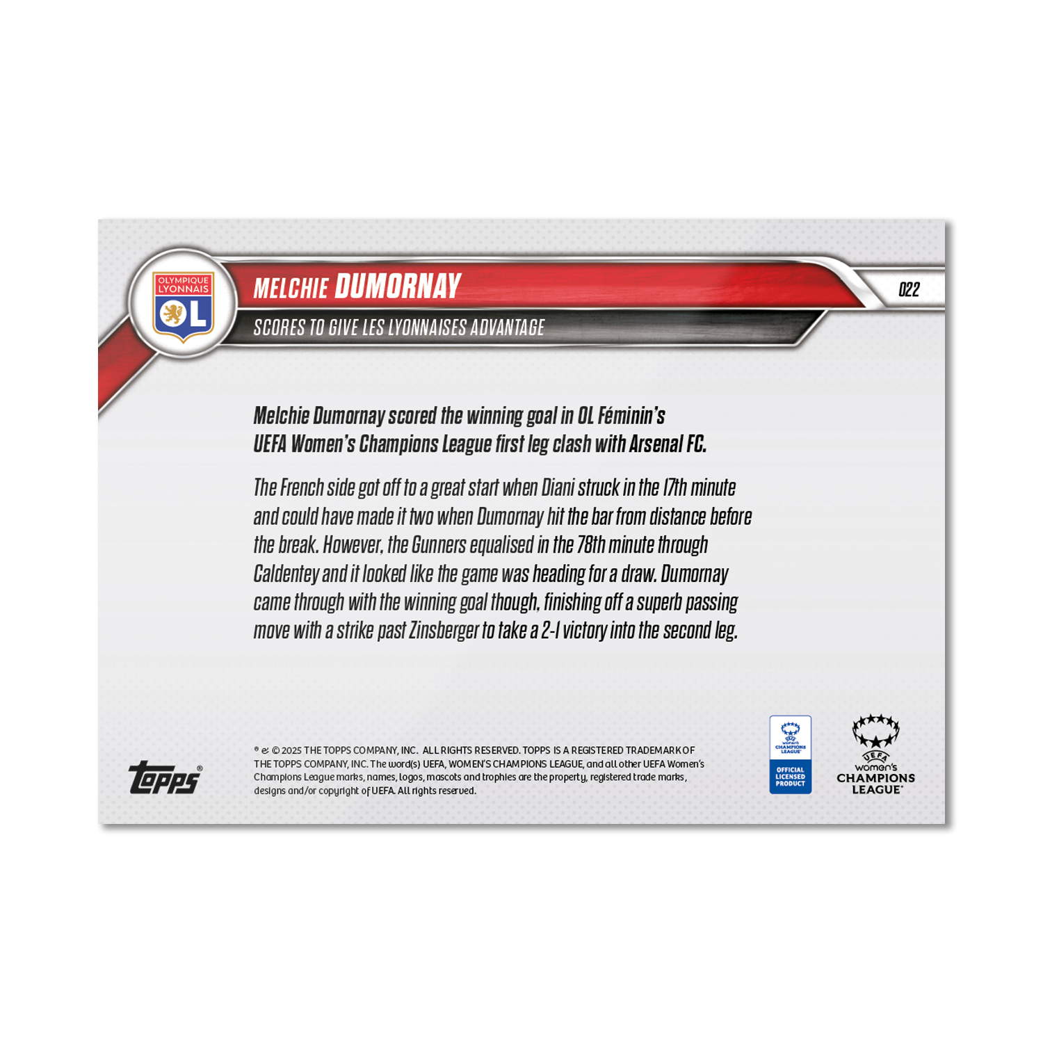 Melchie Dumornay - 2024-25 UWCL Topps NOW - Card 22 - PR: 125 - Image 7