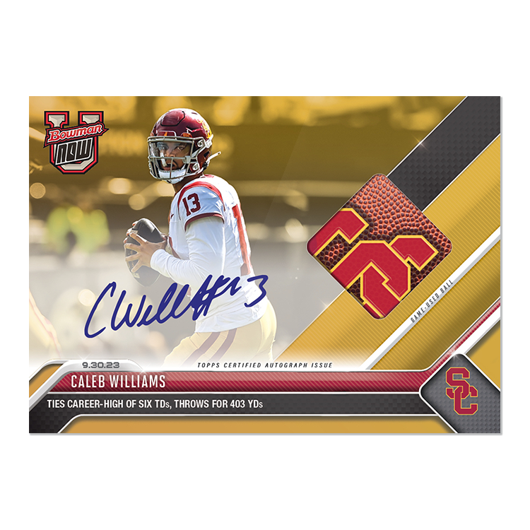 On-Card Auto-Relic # to 49 or Lower - Caleb Williams - 2023 Bowman U Now Card 10 - Image 8
