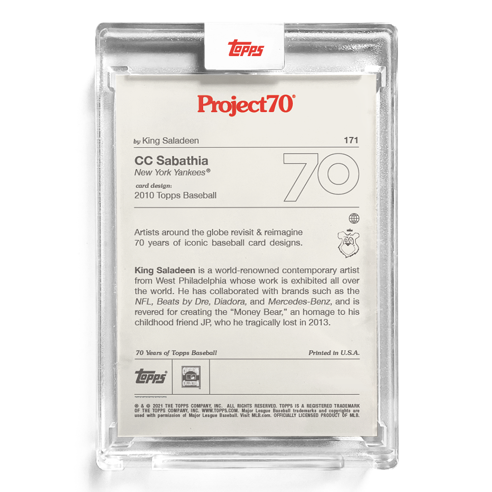 Topps Project70 Card 171 - 2010 CC Sabathia by King Saladeen - Print Run: 1332 - Image 4