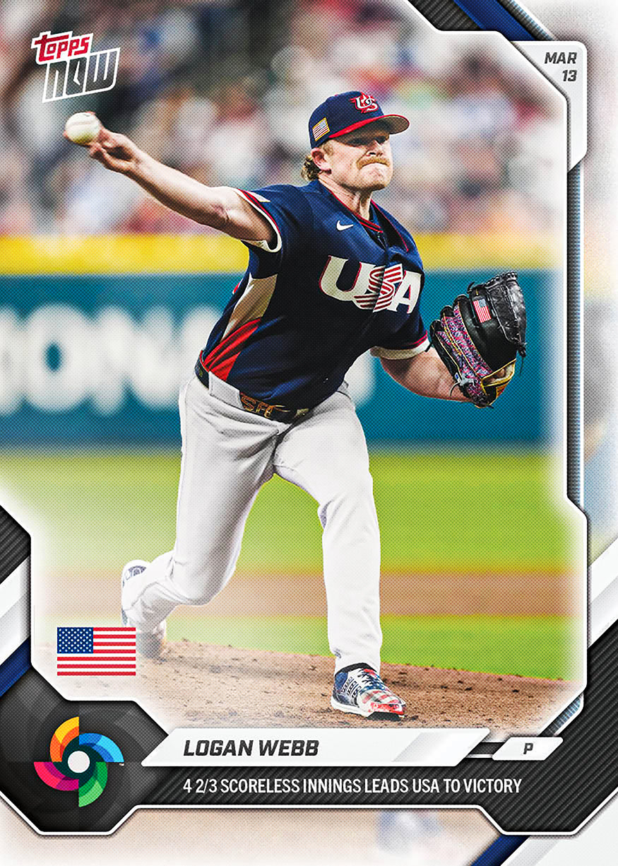 Logan Webb - 2026 World Baseball Classic Topps NOW - Card 28 - PR: 1156