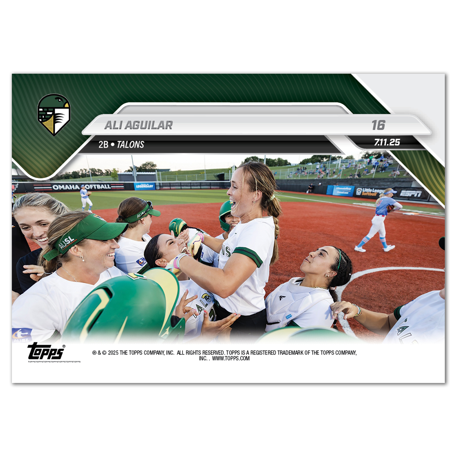 Alternative view of Ali Aguilar - 2025 AUSL Topps NOW - Card 16 - PR: 617