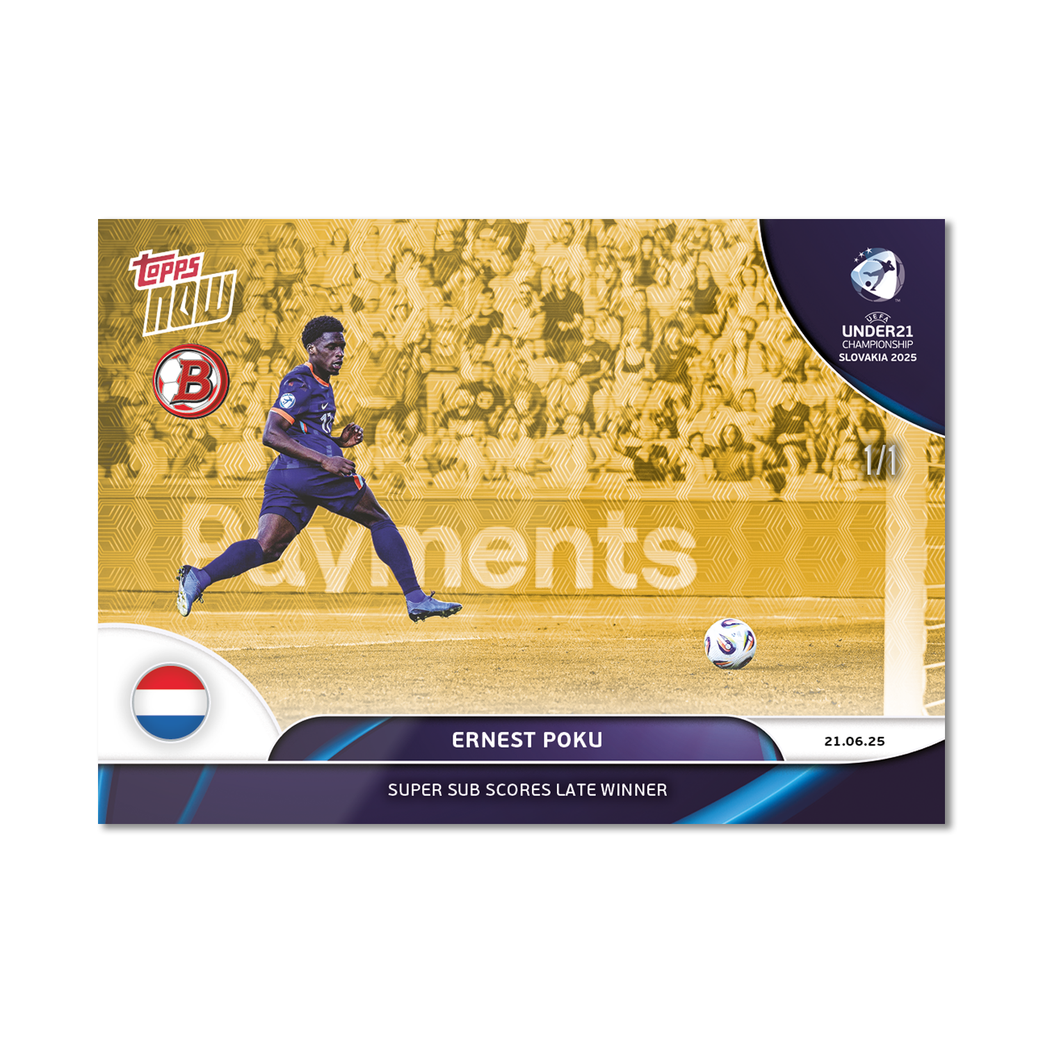 Ernest Poku - 2025 UEFA Euro U-21 Topps NOW - Card 8 - PR: 86 - Image 2