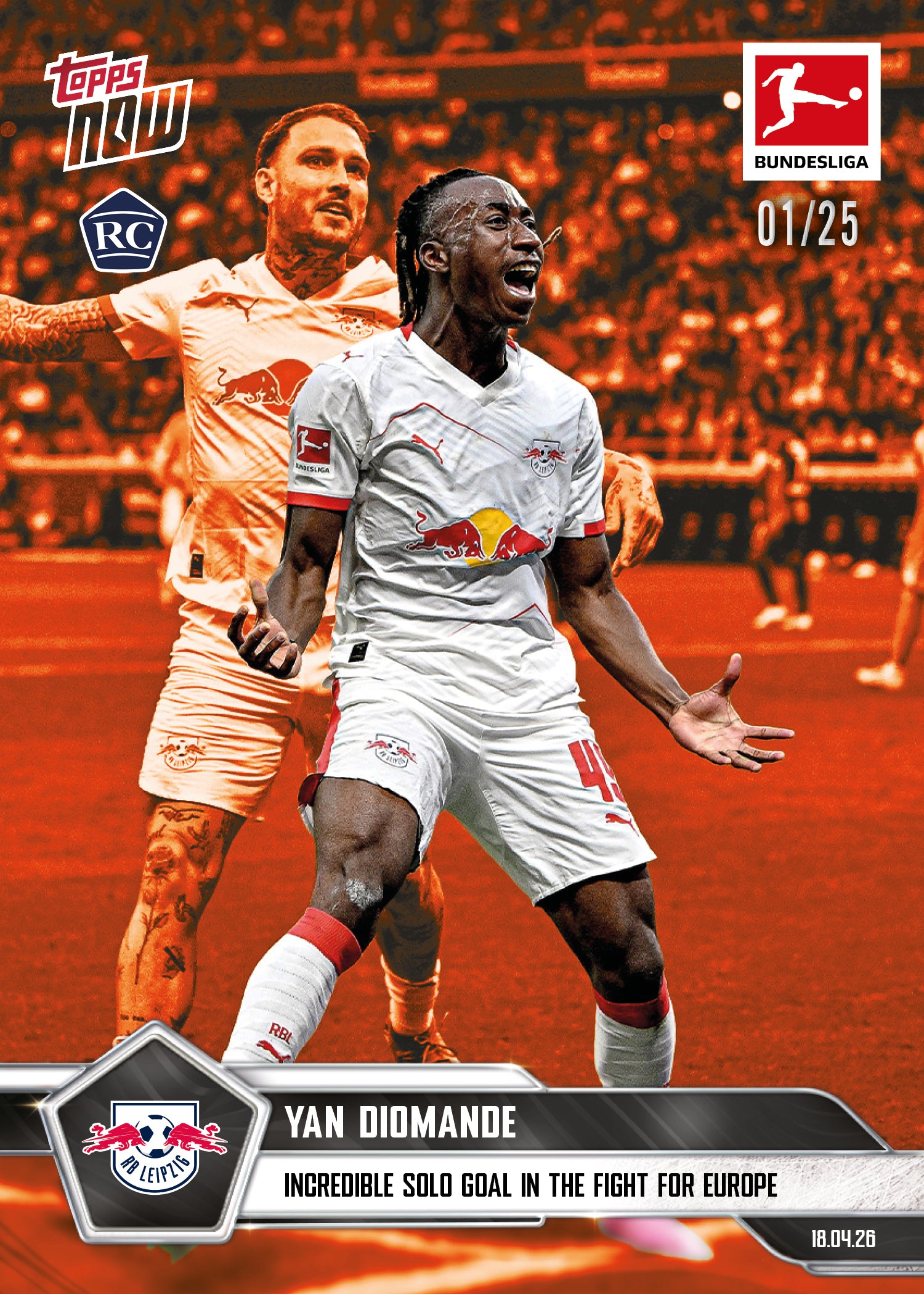 Yan Diomande - 2025-26 Bundesliga Topps NOW - Card 174 - PR: 2058 - Image 5