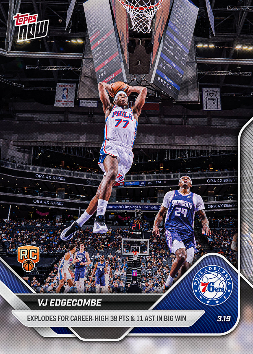VJ Edgecombe - 2025-26 NBA Topps NOW - Card 218 - PR: 2100