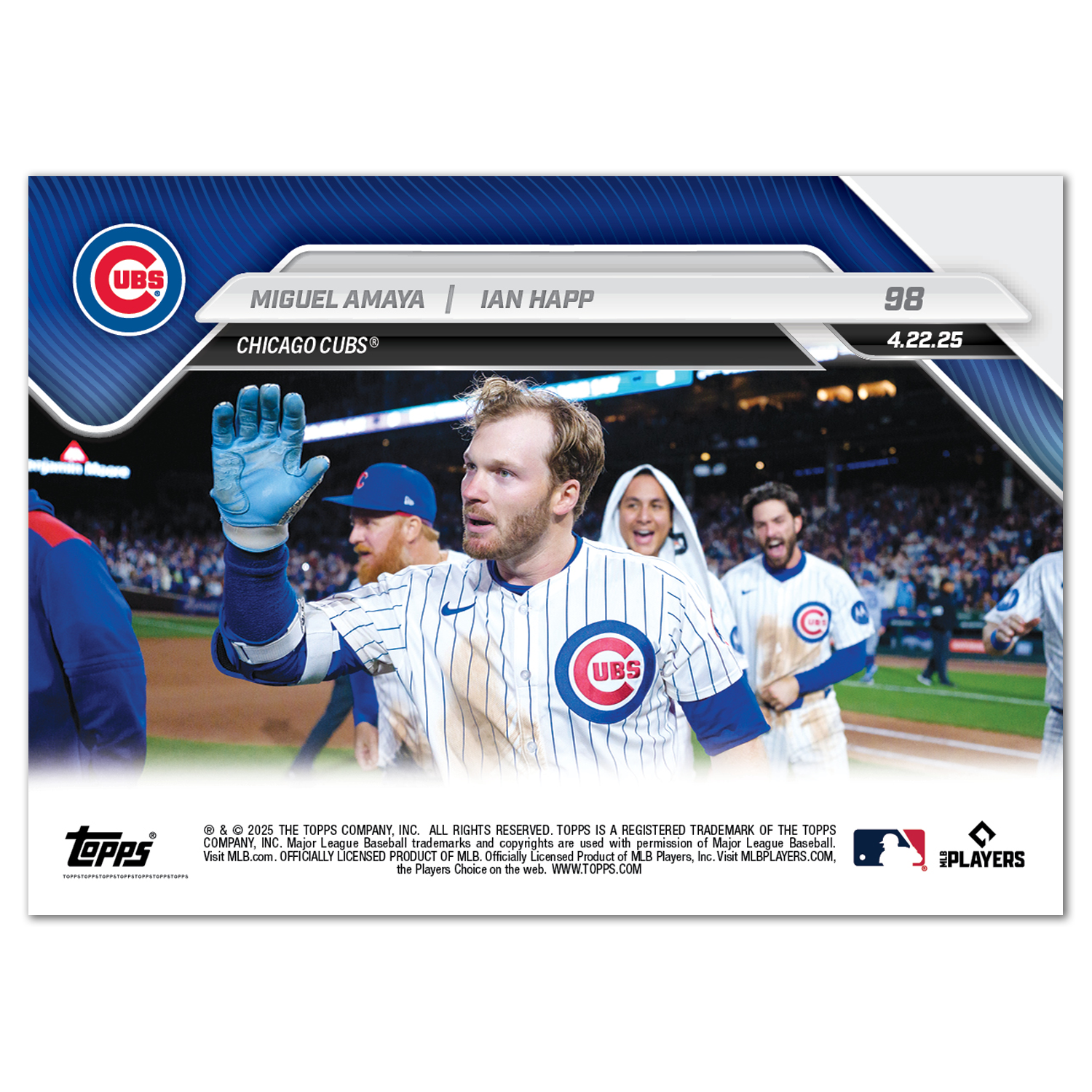 Miguel Amaya/Ian Happ - 2025 MLB Topps NOW - Card 98 - PR: 858 - Image 2