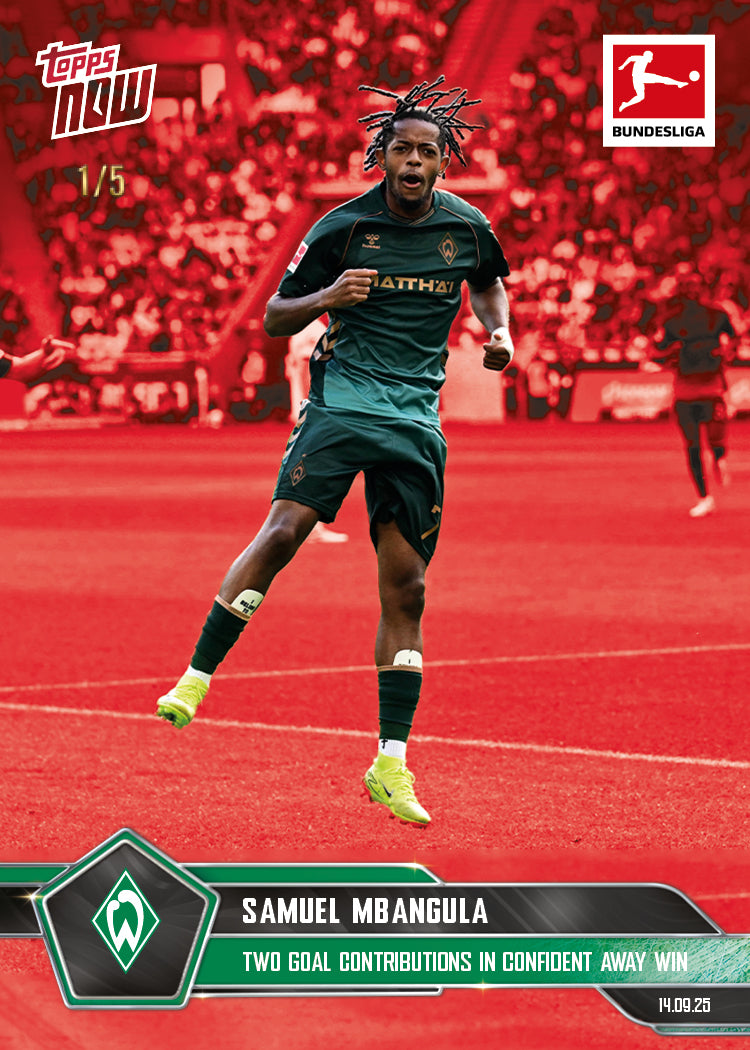 Samuel Mbangula - 2025-26 Bundesliga Topps NOW - Card 22 - PR: 326 - Image 3