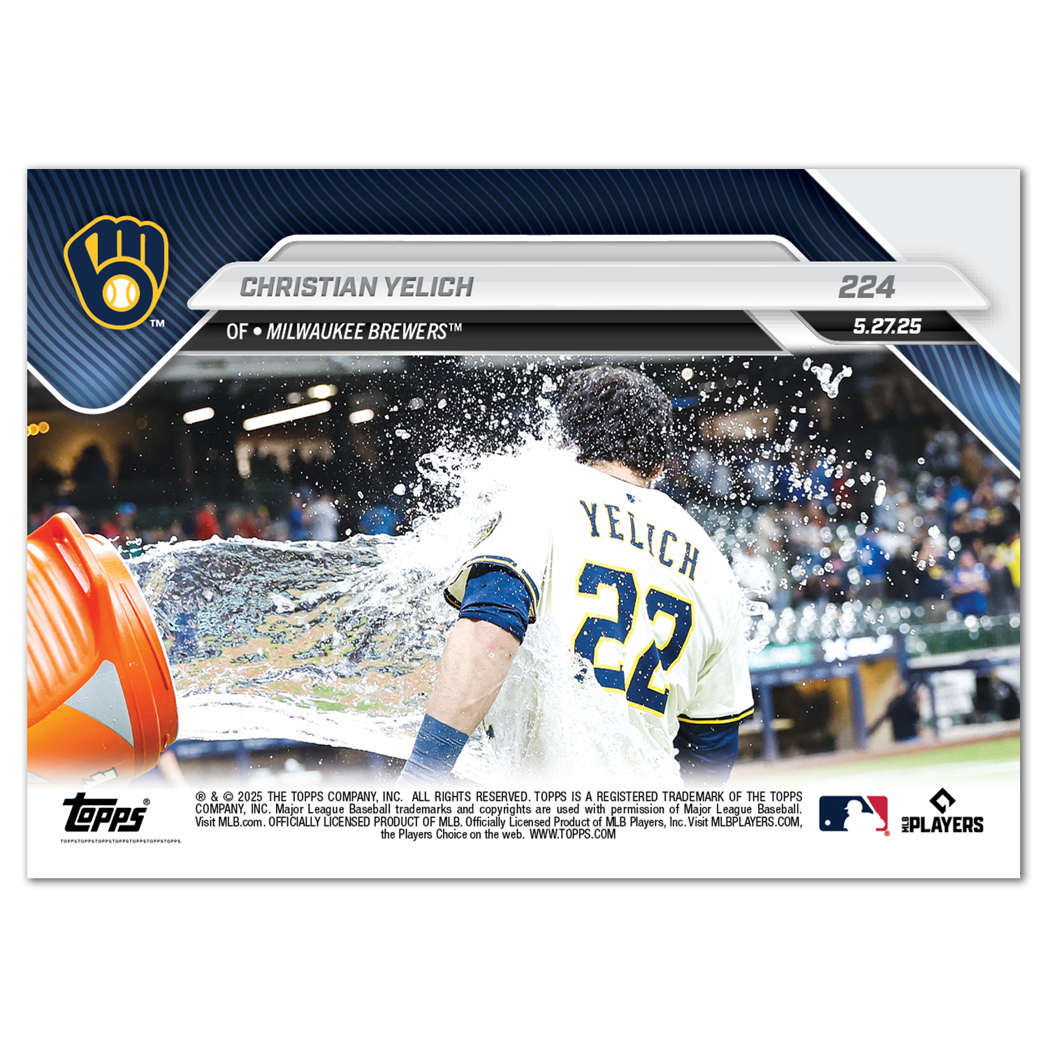 Christian Yelich - 2025 MLB Topps NOW - Card 224 - PR: 970 - Image 3