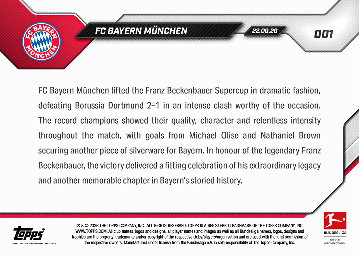 FC Bayern München - 2026-27 Bundesliga Topps NOW - Card 1 - PR: 1164 - Image 6
