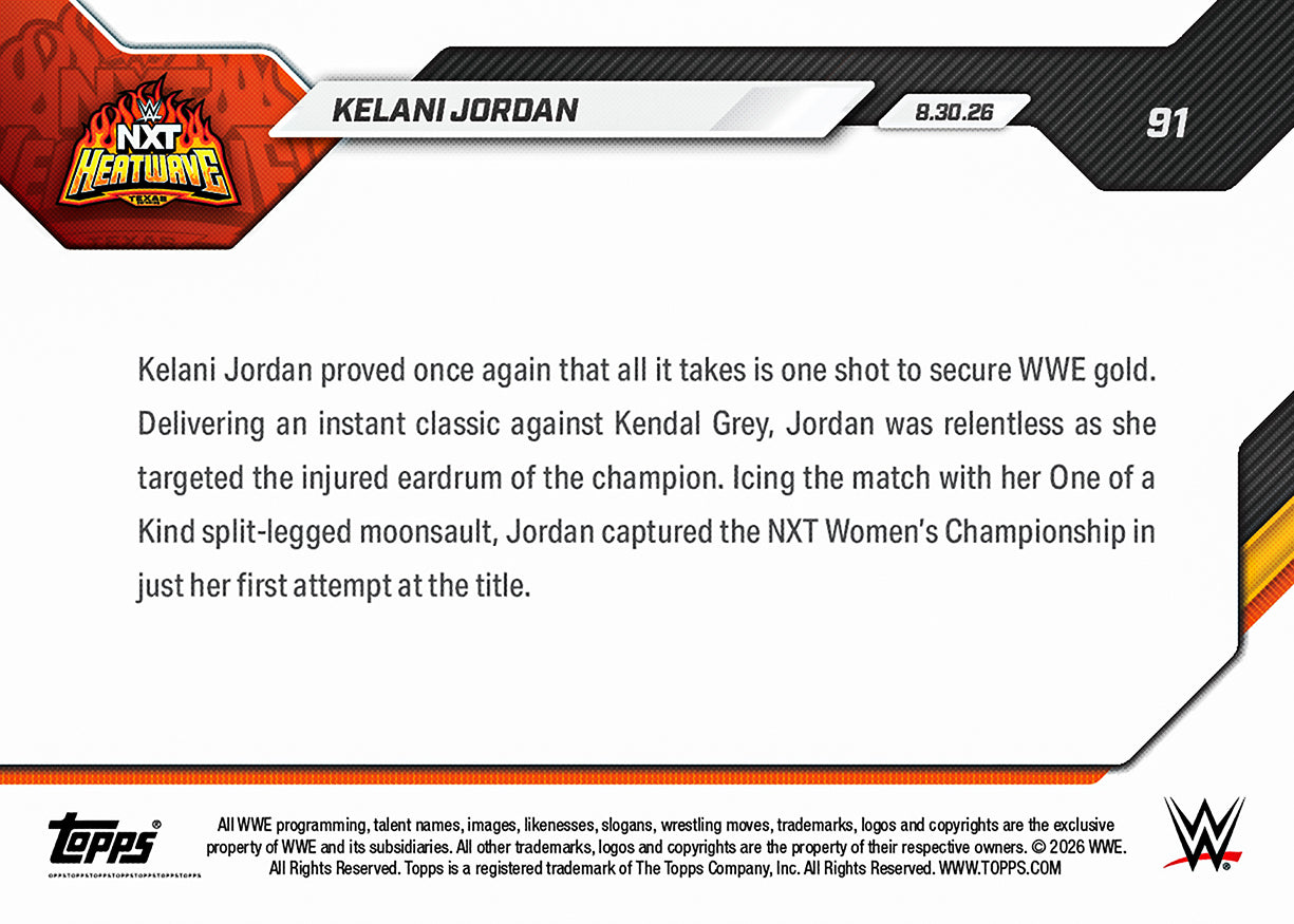 Kelani Jordan - 2026 WWE Topps NOW - Card 91 - PR: 806 - Image 2