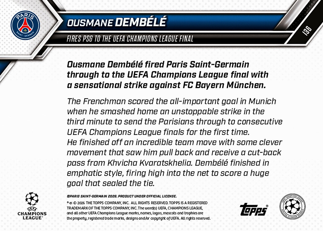 Ousmane Dembélé - 2025-26 UCL Topps NOW - Card 136 - PR: 799 - Image 7