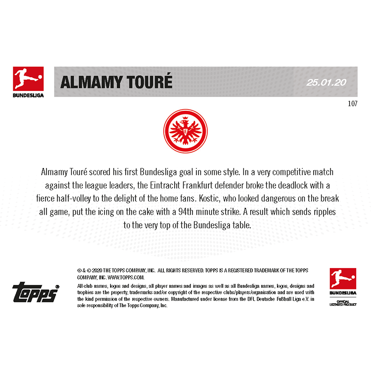 Alternative view of Thunderbolt strike against the league leaders - Bundesliga TOPPS NOW Card #107 - Print Run: 68