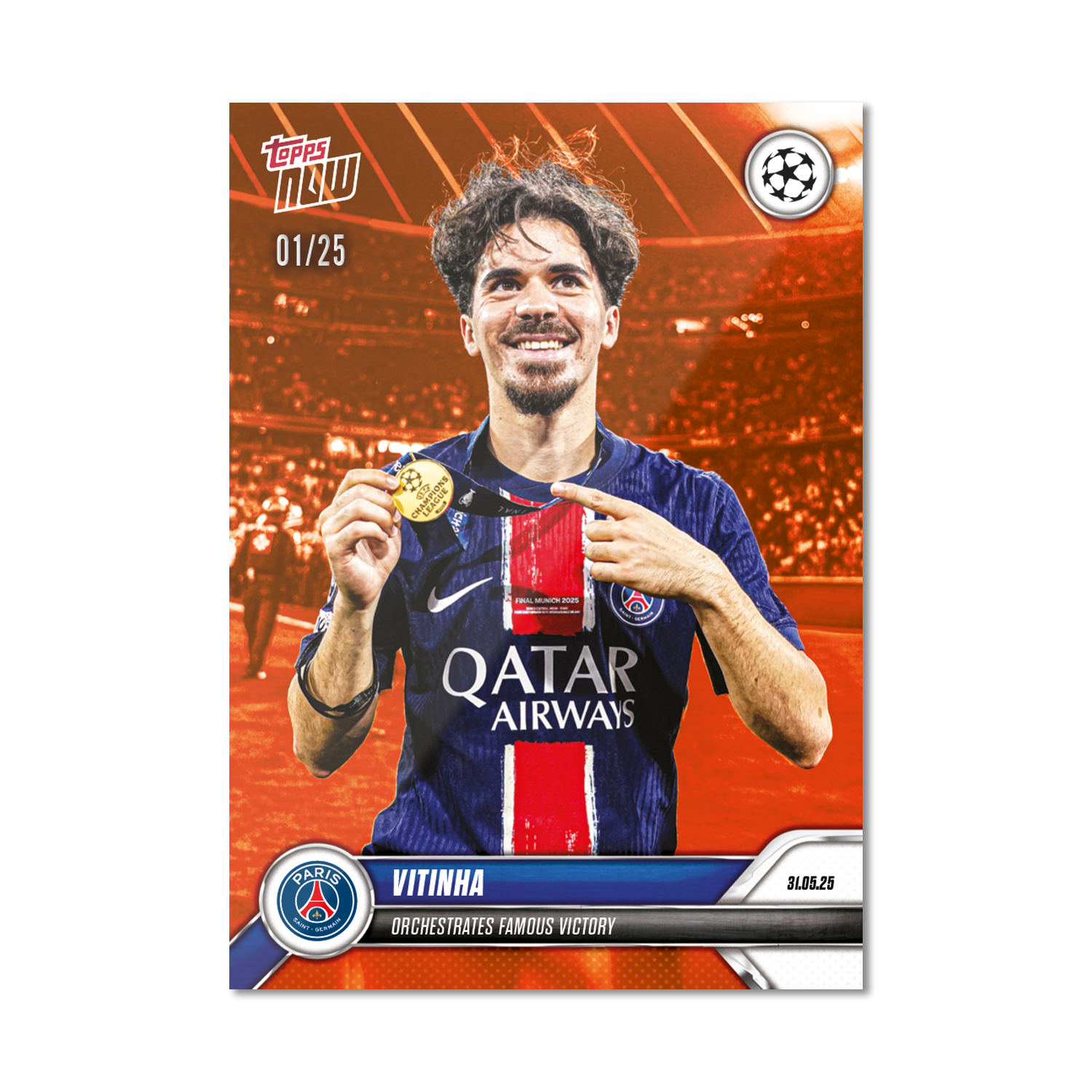 Vitinha - 2024-25 UCL Topps NOW - Card 165 - LOOK FOR AUTO-RELIC - PR: 1025 - Image 7