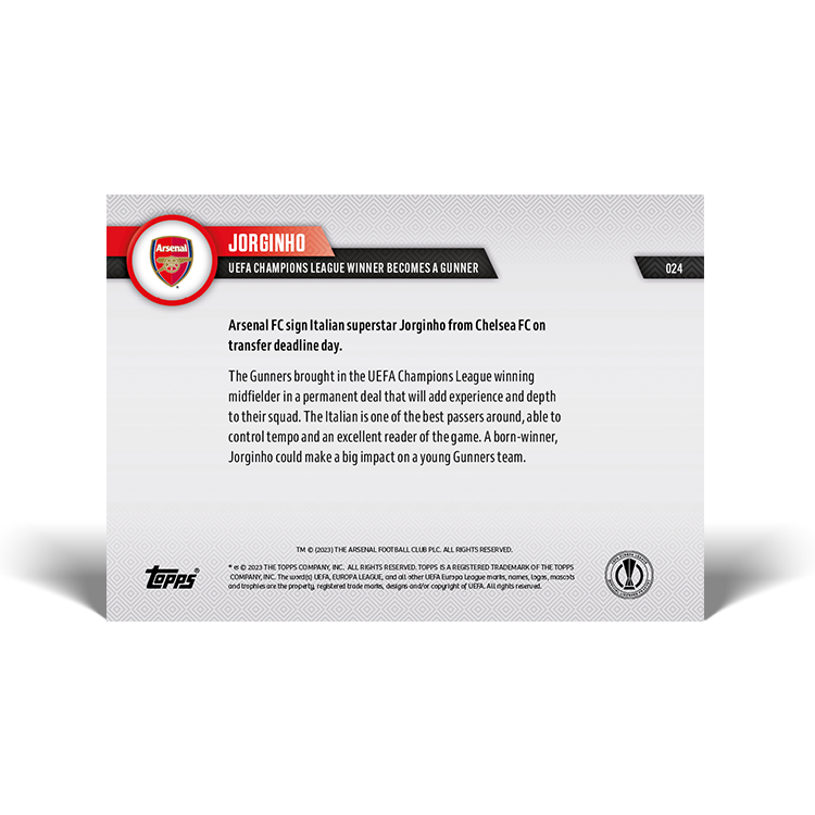 Alternative view of UEFA Champions League winner becomes a Gunner - EL TOPPS NOW Card #24 - PR: 216