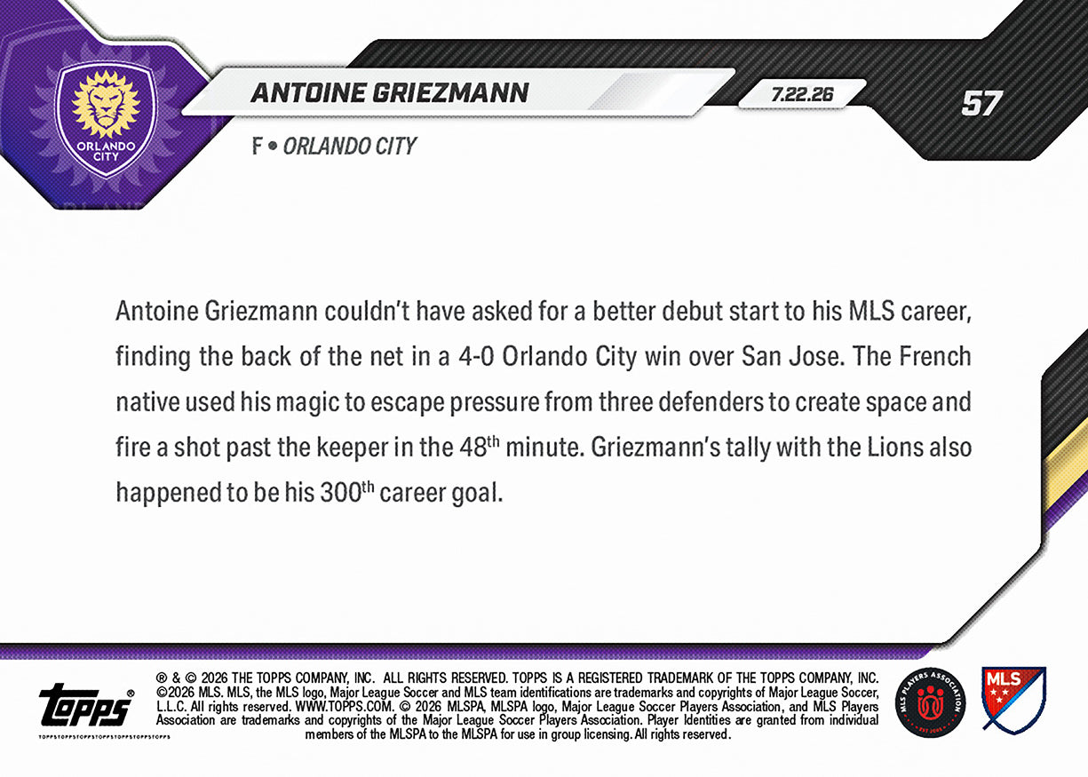 Antoine Griezmann - 2026 MLS Topps NOW - Card 57 - PR: 1615 - Image 3