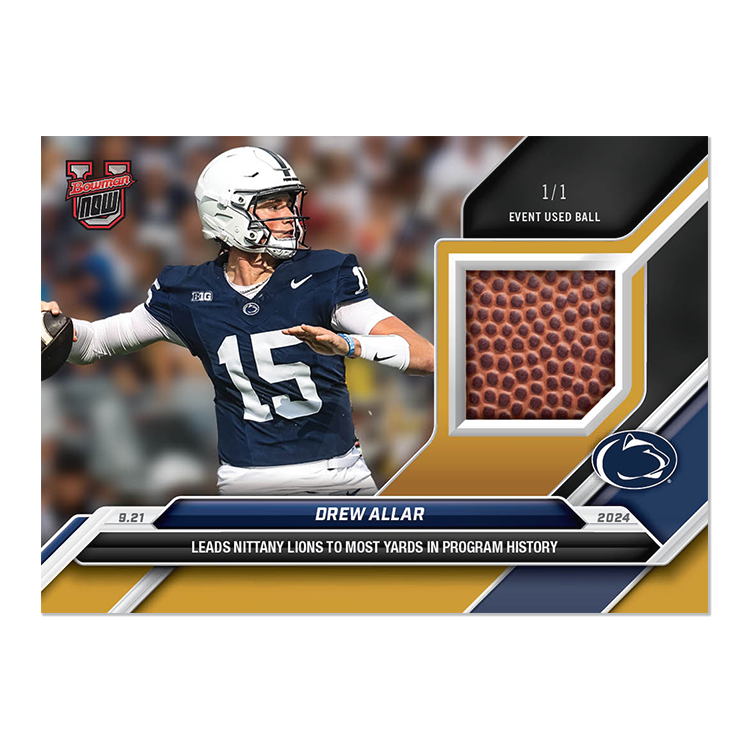 Game-used Ball Relic # to 49 or Lower - Drew Allar - 2024 Bowman U Now Card 15 - Image 8