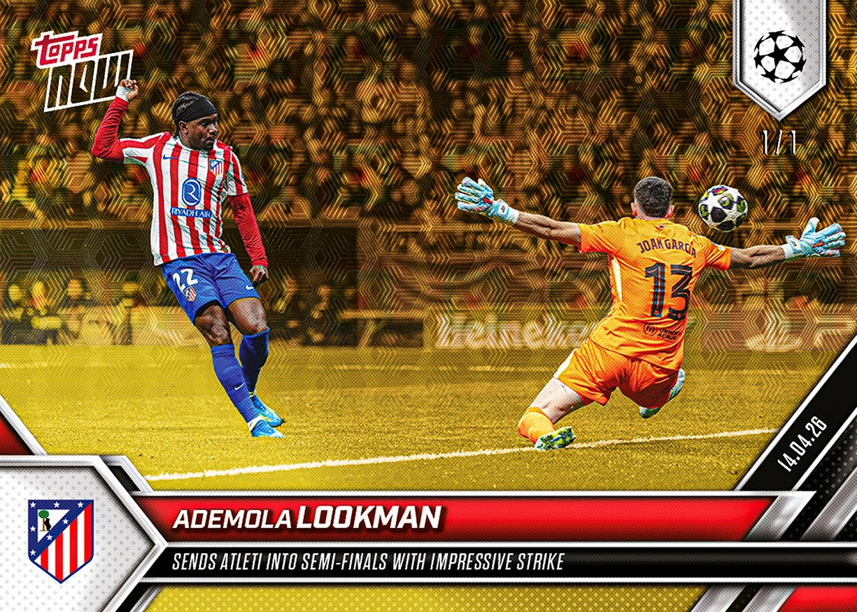 Alternative view of Ademola Lookman - 2025-26 UCL Topps NOW - Card 122 - PR: 386