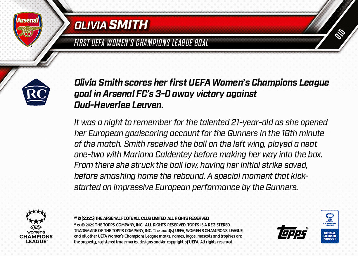 Olivia Smith - 2025-26 UWCL Topps NOW - Card 15 - PR: 844 - Image 7