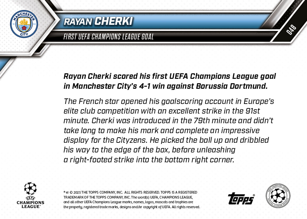 Rayan Cherki - 2025-26 UCL Topps NOW - Card 48 - PR: 486 - Image 7