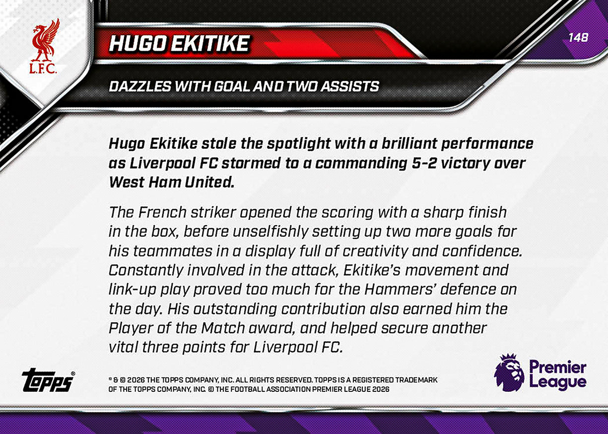 Hugo Ekitike - 2025-26 Premier League Topps NOW - Card 148 - PR: 1011 - Image 7