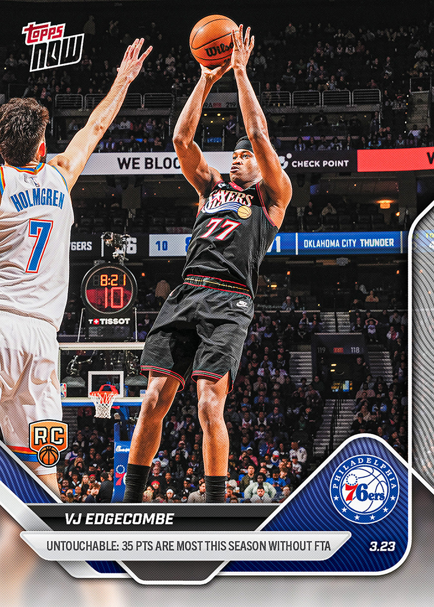 VJ Edgecombe - 2025-26 NBA Topps NOW - Card 222 - PR: 1518