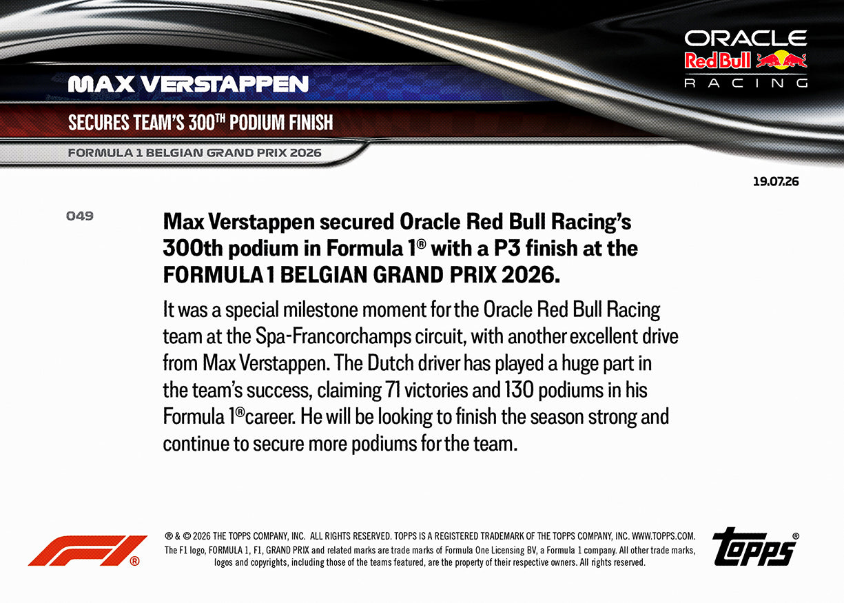 Max Verstappen - 2026 Formula 1 Topps NOW - Card 49 - PR: 3831 - Image 7