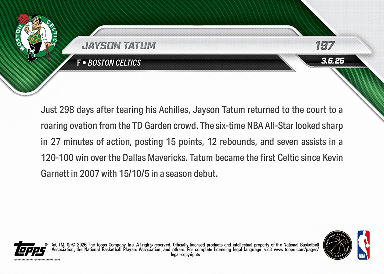 Jayson Tatum - 2025-26 NBA Topps NOW - Card 197 - PR: 4863 - Image 3