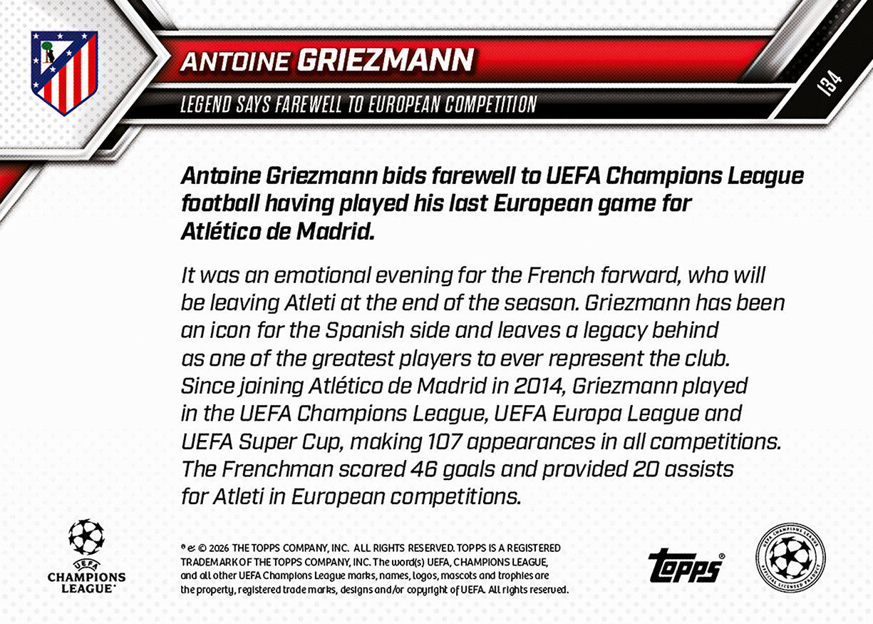 Antoine Griezmann - 2025-26 UCL Topps NOW - Card 134 - PR: 2335 - Image 8