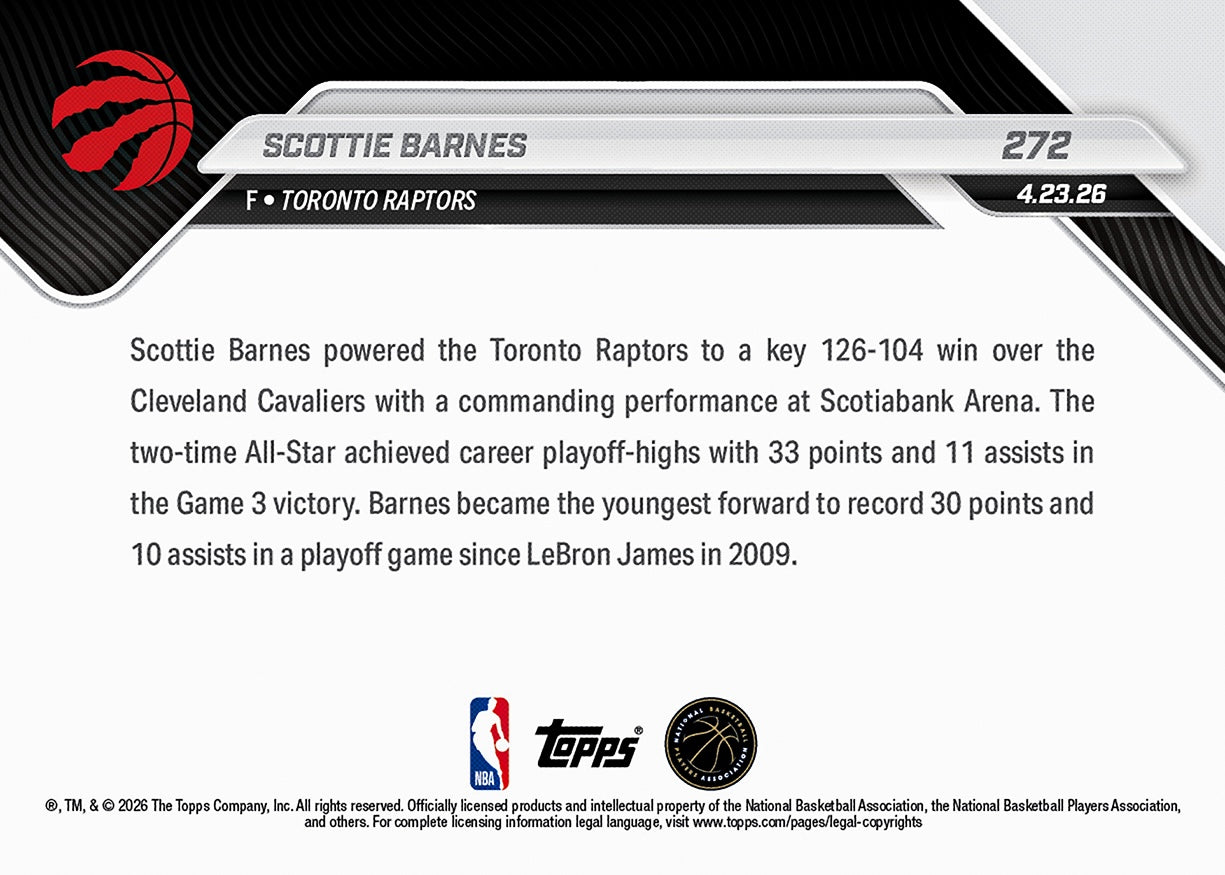Scottie Barnes - 2025-26 NBA Topps NOW - Card 272 - PR: 393 - Image 2