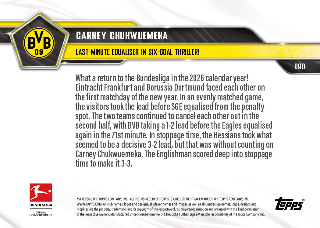 Carney Chukwuemeka - 2025-26 Bundesliga Topps NOW - Card 90 - PR: 292 - Image 7