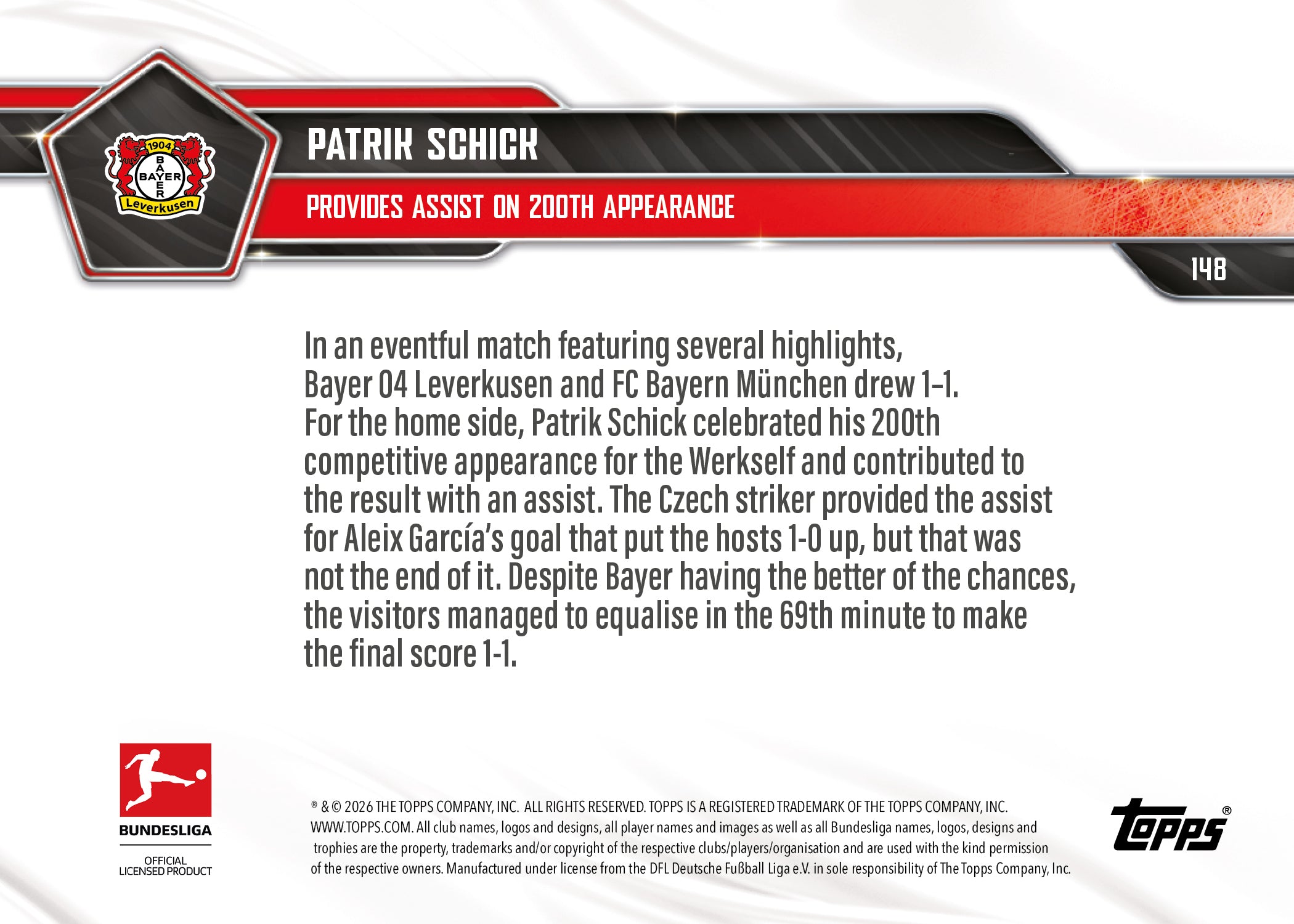 Patrik Schick - 2025-26 Bundesliga Topps NOW - Card 148 - PR:74 - Image 7
