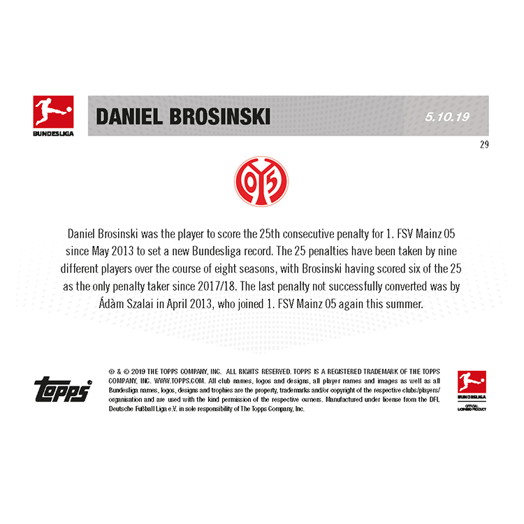 New record: 25 consecutive penalties - Bundesliga TOPPS NOW Card #29 - Print Run: 45 - Image 2