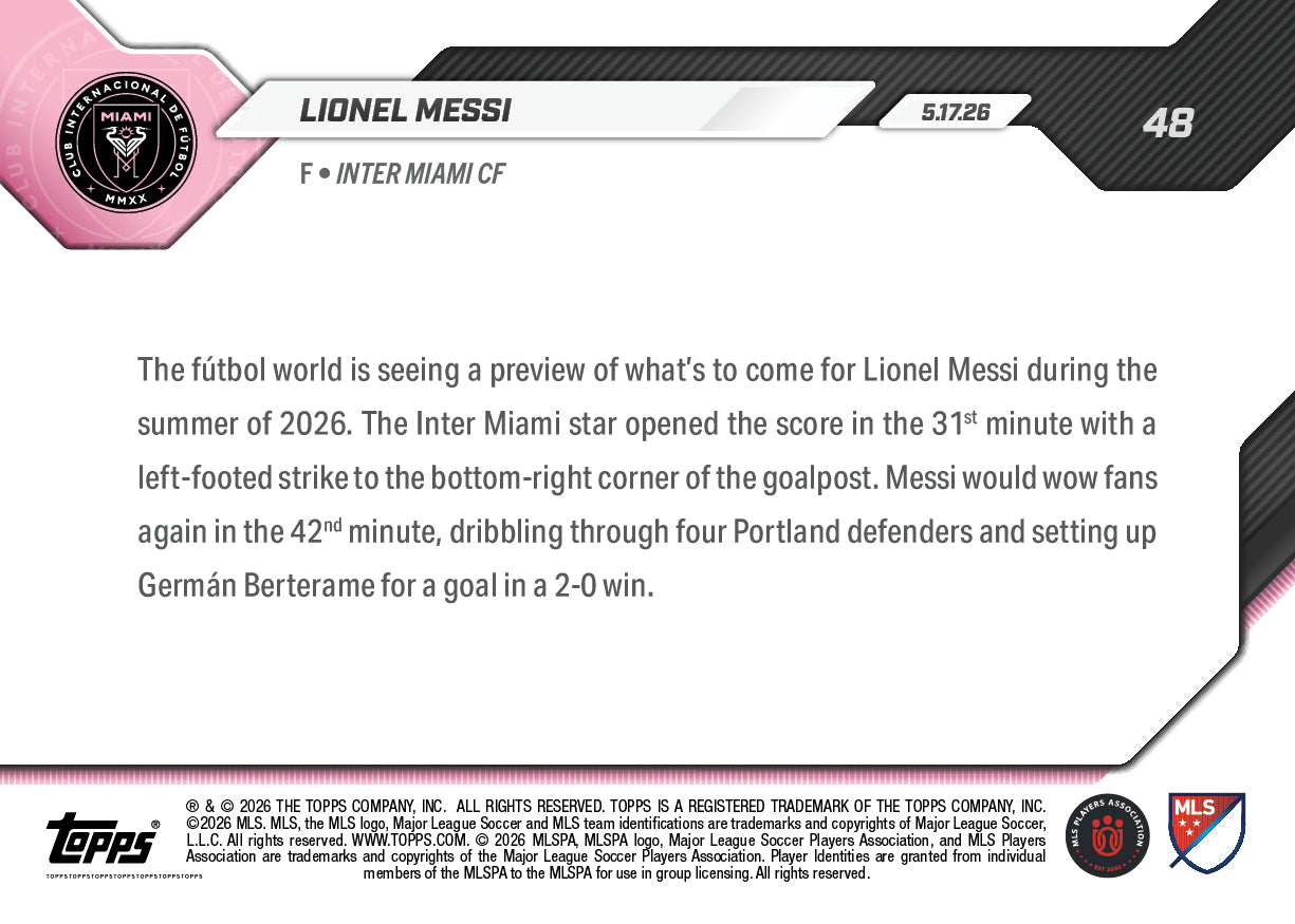Lionel Messi - 2026 MLS Topps NOW - Card 48 - PR: 2134 - Image 2