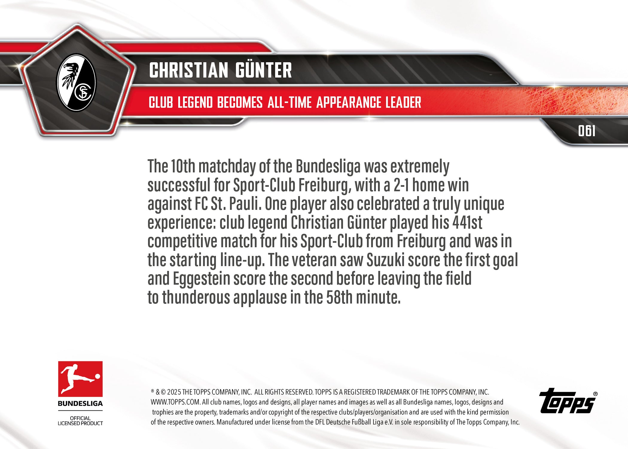 Christian Günter - 2025-26 Bundesliga Topps NOW - Card 61 - PR: 241 - Image 7