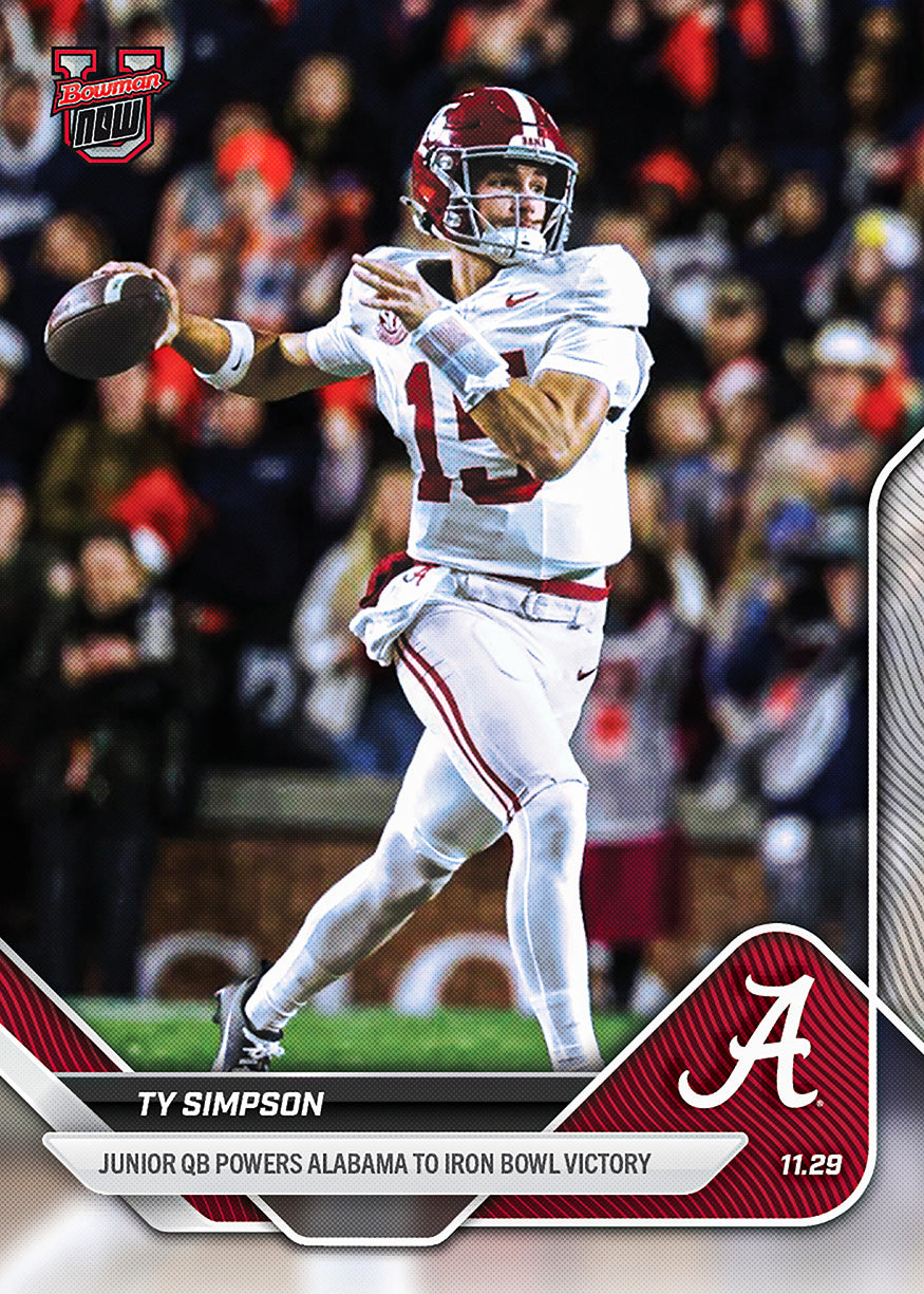 Ty Simpson - 2025-26 Bowman U NOW Football - Card 53 - PR: 533