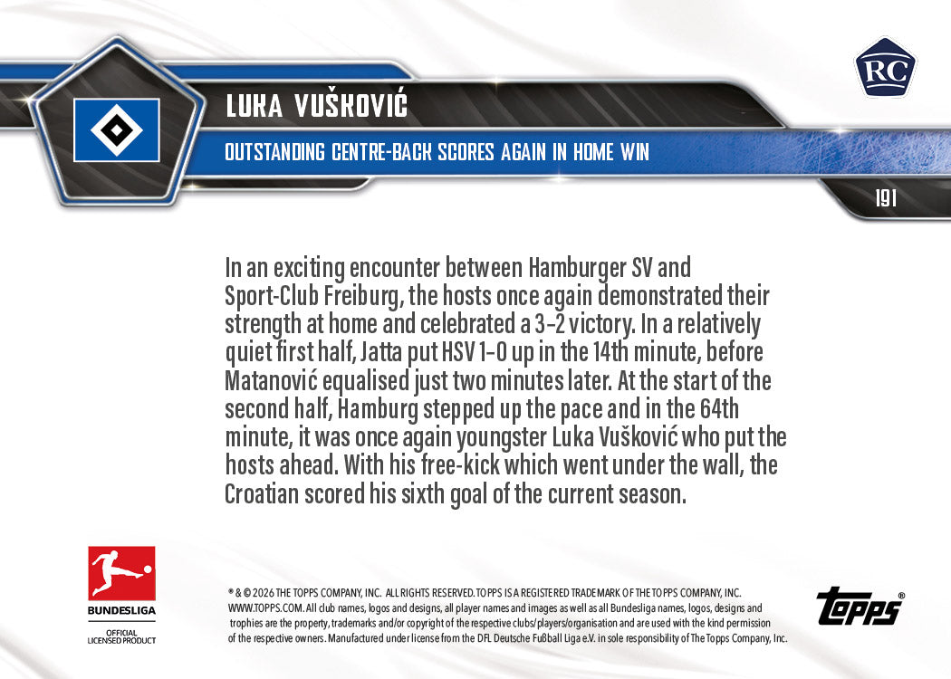 Luka Vušković - 2025-26 Bundesliga Topps NOW - Card 191 - PR: 2387 - Image 7