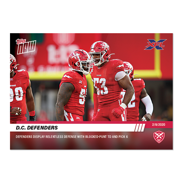 D.C. Defenders - XFL TOPPS NOW Card 3 - Print Run: 287