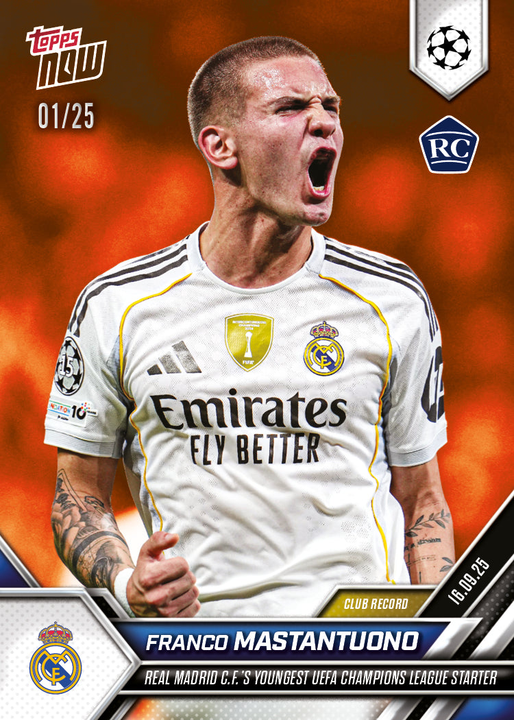 Franco Mastantuono - 2025-26 UCL Topps NOW Card 7 - PR: 4205 - Image 5