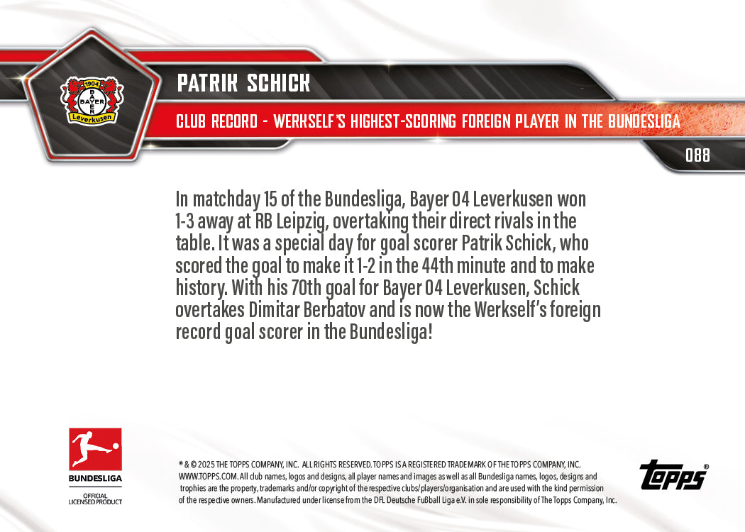 Patrik Schick - 2025-26 Bundesliga Topps NOW - Card 88 - PR: 252 - Image 7