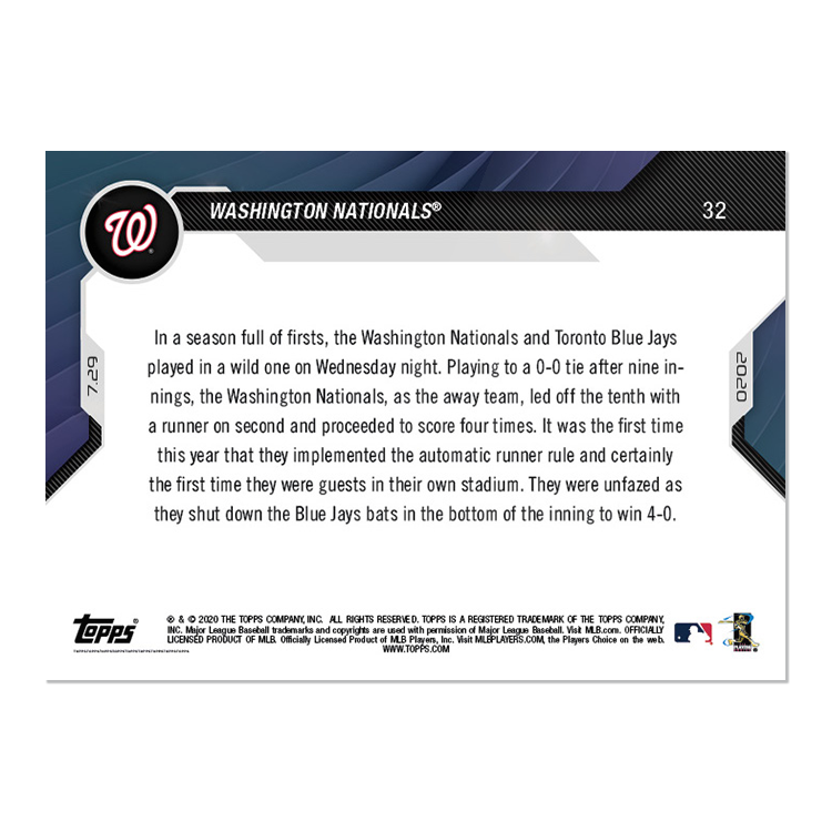 Alternative view of Washington Nationals - MLB TOPPS NOW Card 32 - Print Run: 320