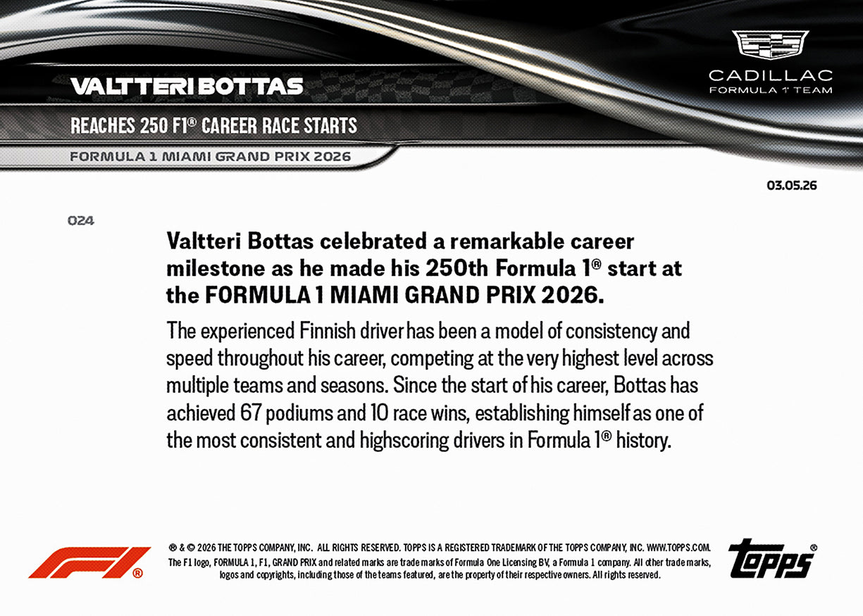 Valtteri Bottas - 2026 Formula 1 Topps NOW - Card 24 - PR: 3387 - Image 9