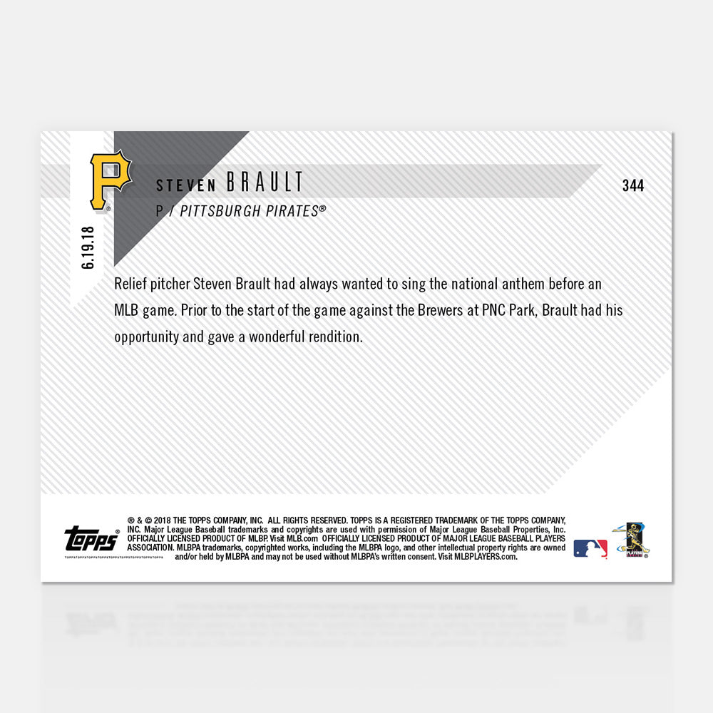 Alternative view of Steven Brault - 06/19/2018 TOPPS NOW Card 344 - Print Run: 221