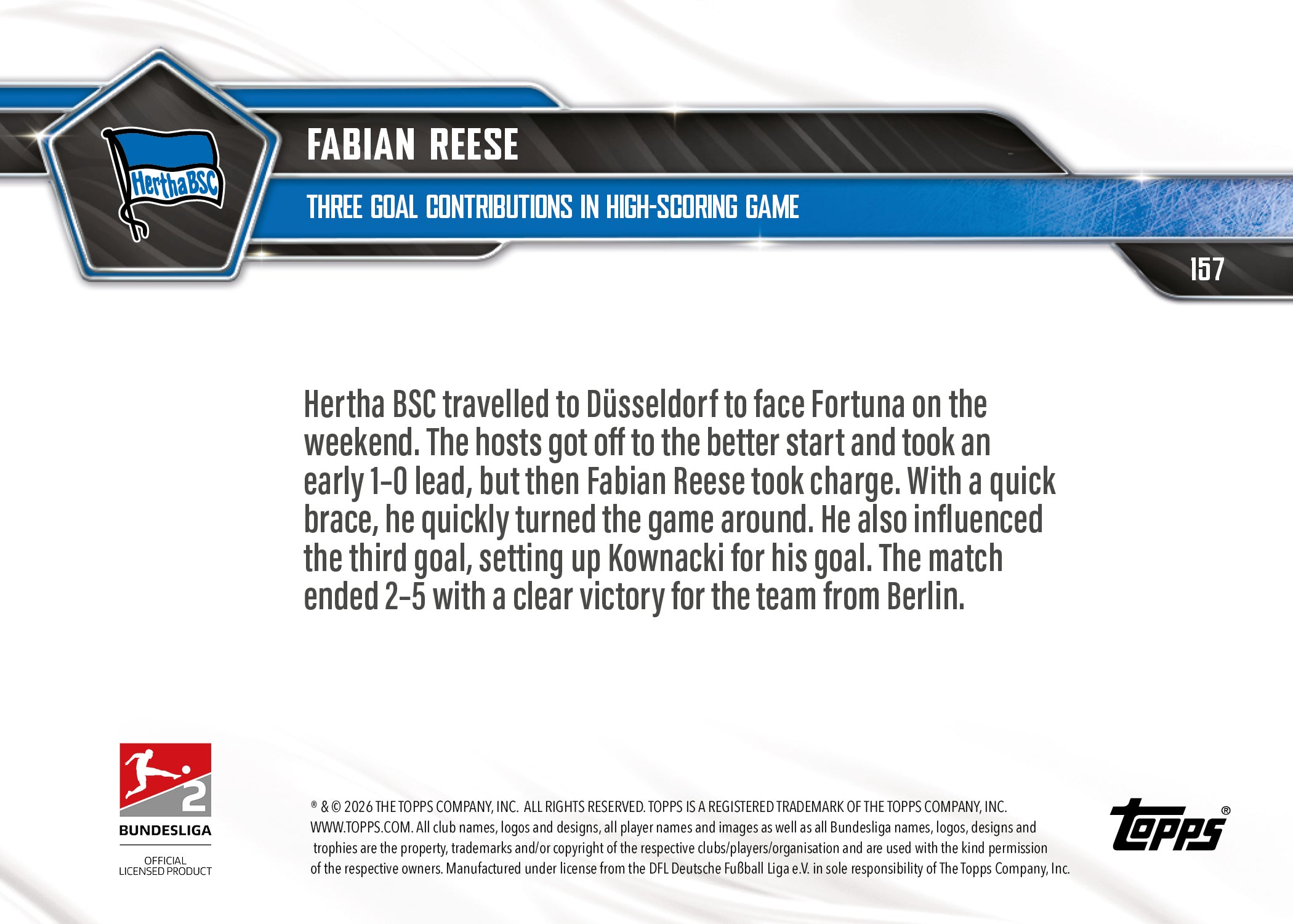 Fabian Reese - 2025-26 Bundesliga Topps NOW - Card 157 - PR: 822 - Image 7