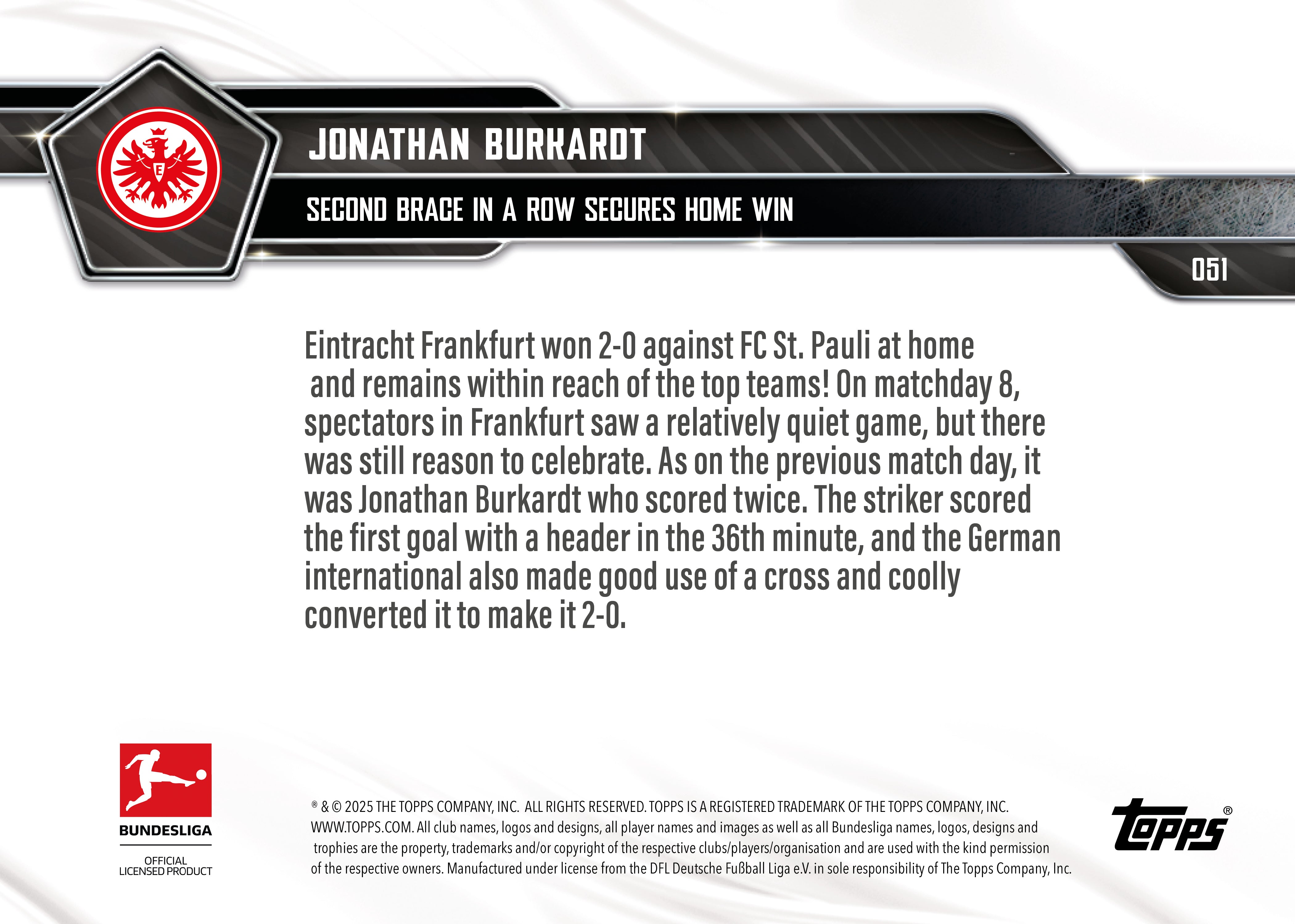 Jonathan Burkardt - 2025-26 Bundesliga Topps NOW - Card 51 - PR: 202 - Image 7