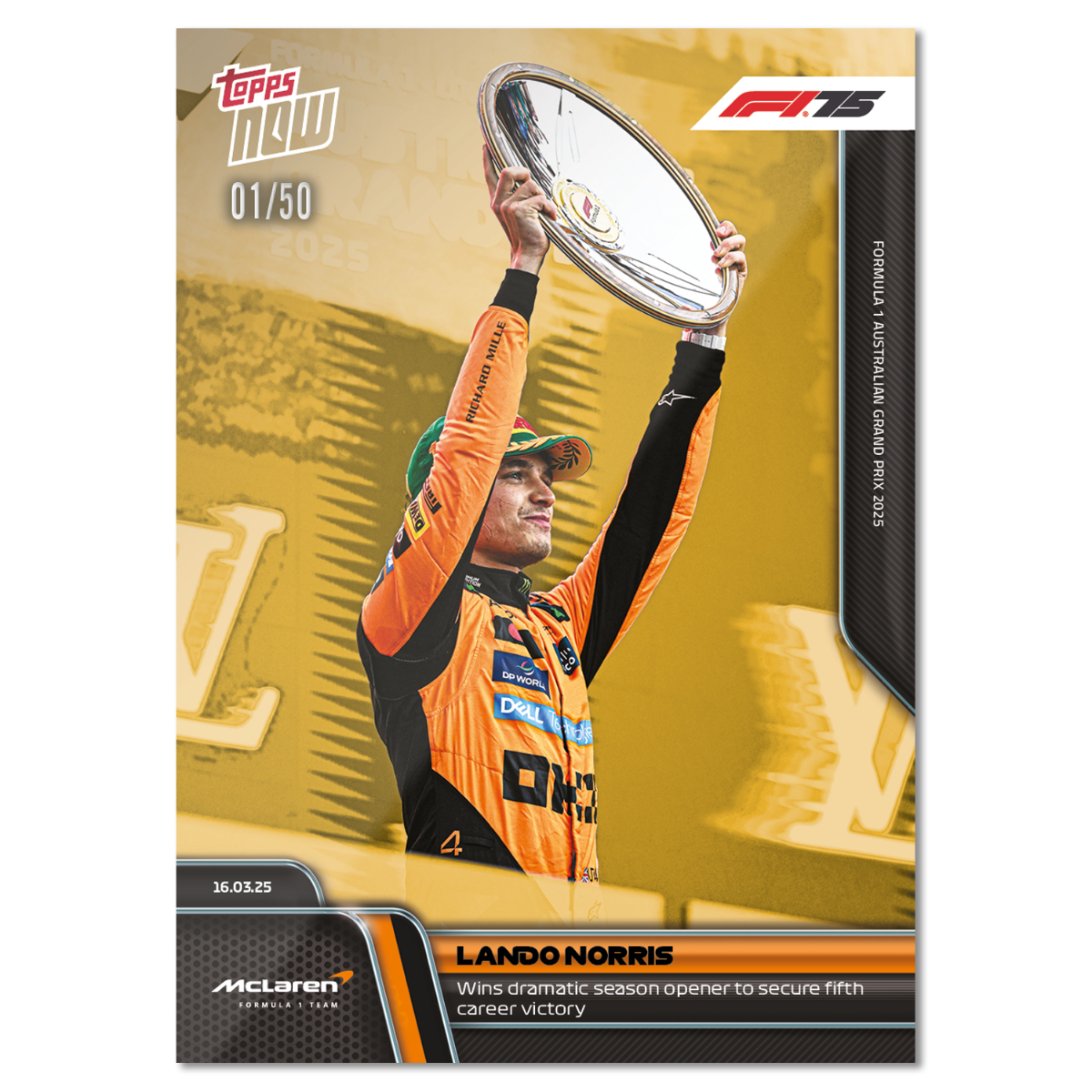 Lando Norris - 2025 Formula 1 Topps NOW Card 13 - LOOK FOR AUTOS - PR: 4192 - Image 8