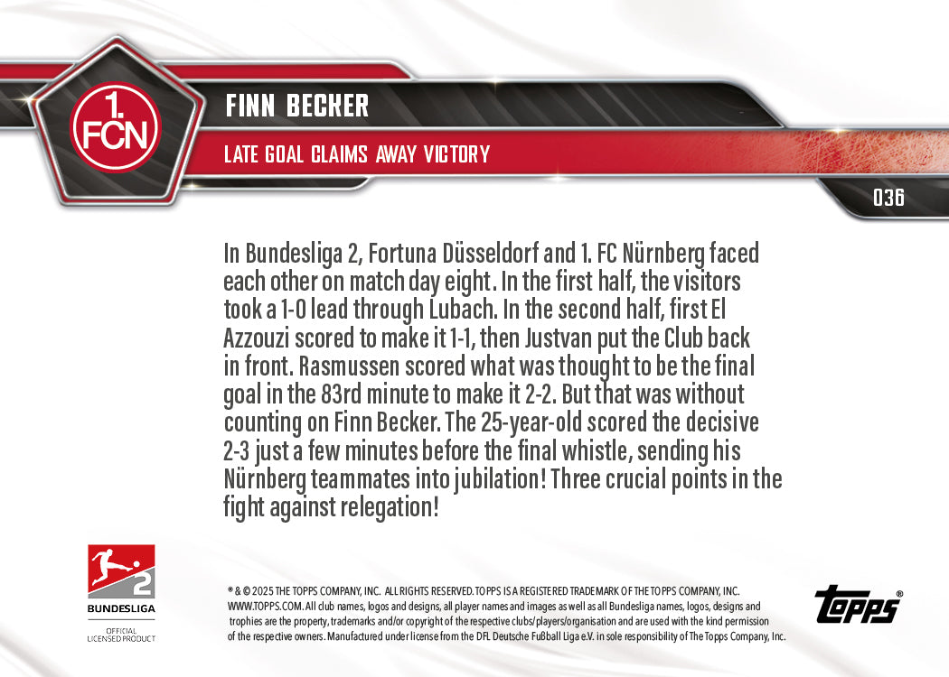 Finn Becker - 2025-26 Bundesliga Topps NOW - Card 36 - PR: 146 - Image 7