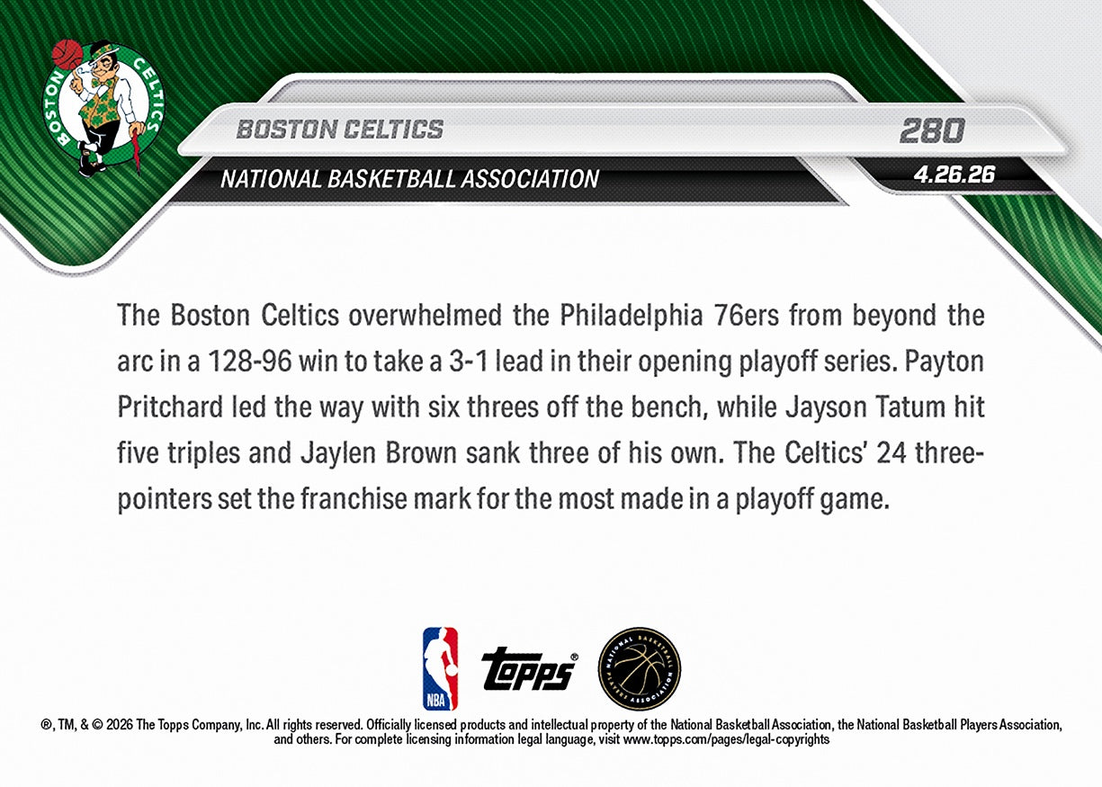 Boston Celtics - 2025-26 NBA Topps NOW - Card 280 - PR: 1549 - Image 2