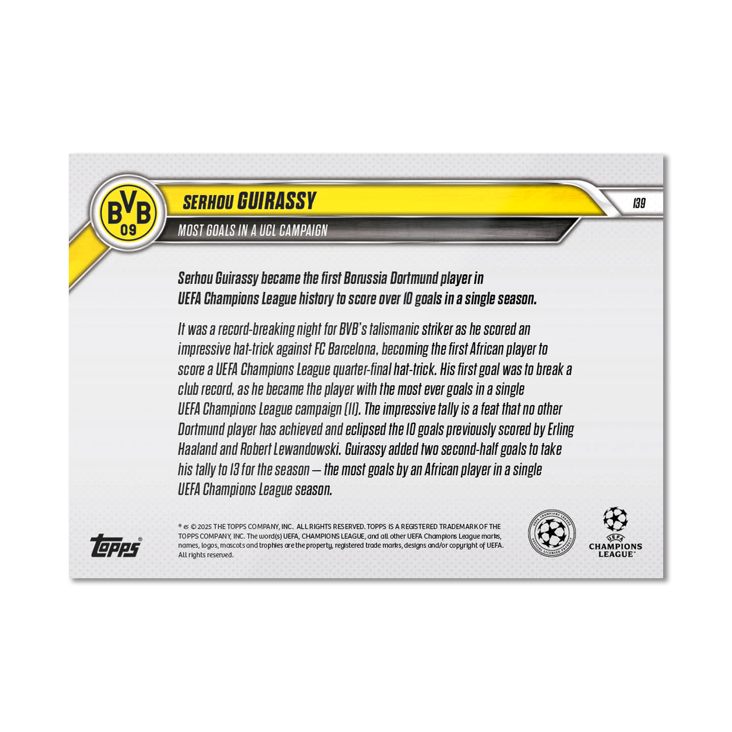 Serhou Guirassy - 2024-25 UCL Topps NOW - Card 139 - PR: 173 - Image 7