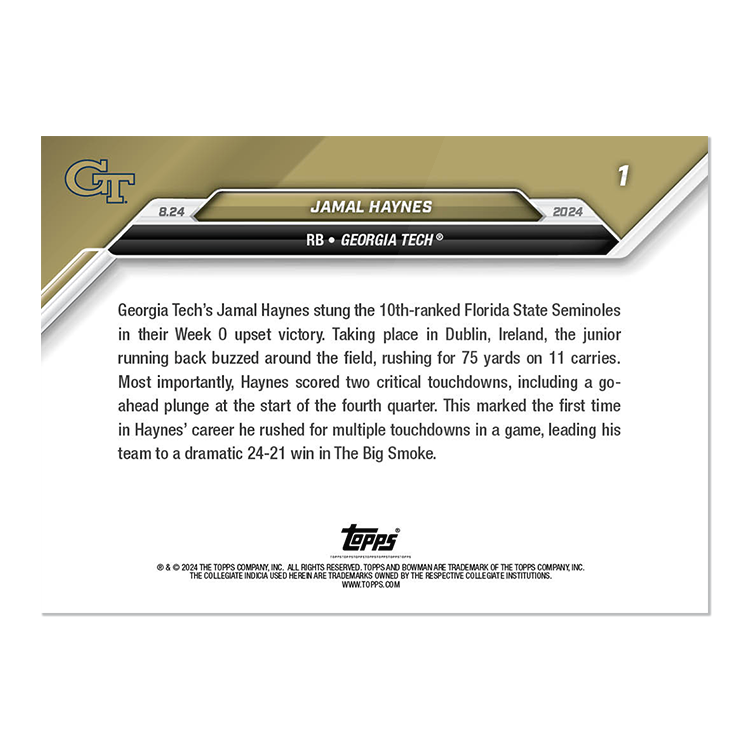 Jamal Haynes - 2024 Bowman U NOW Football Card 1 - PR: 576 - Image 2