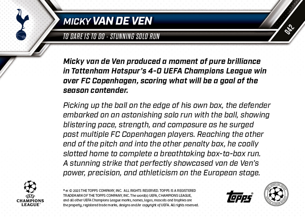Micky van de Ven - 2025-26 UCL Topps NOW - Card 42 - PR: 1581 - Image 7