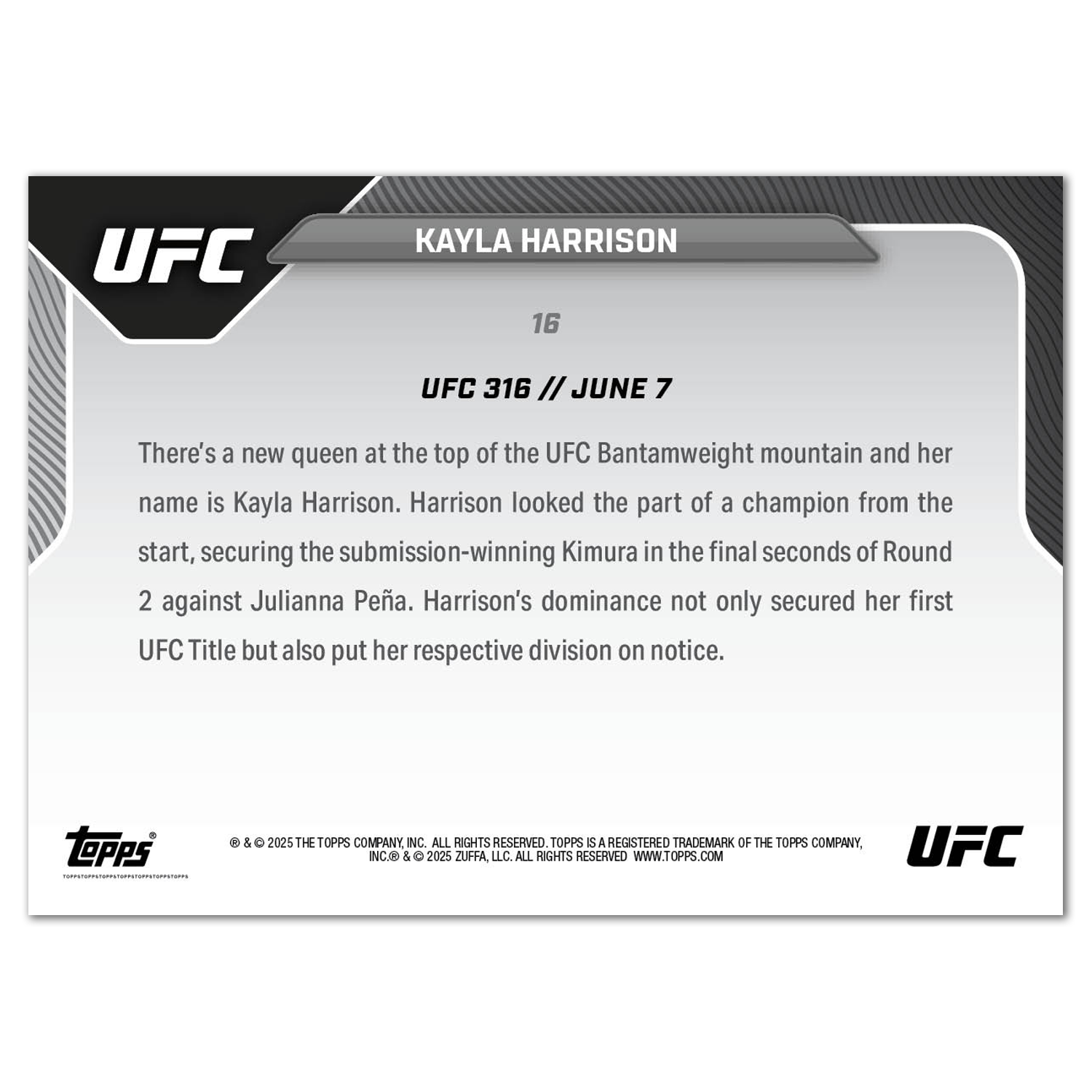 Kayla Harrison - 2025 UFC Topps NOW - Card 16 - LOOK FOR AUTOS - PR: 1904 - Image 5